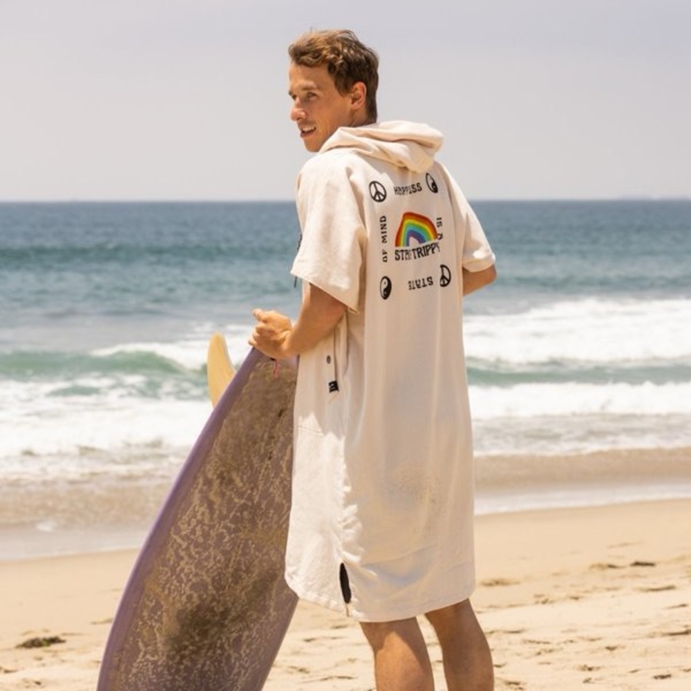 Slowtide Cream Unisex Stay Trippy Terry Beach Changing Poncho Dress